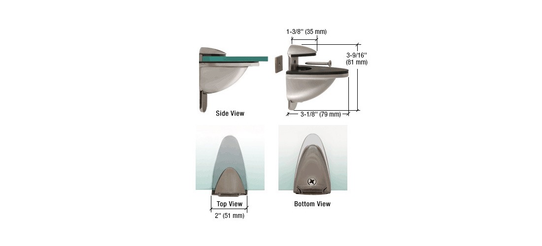 CRL DL661BN Brushed Nickel Heavy-Duty Adjustable Shelf Bracket
