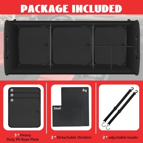Car Trunk Organizer,Heavy Duty Collapsible 95 L Capacity Car Trunk Red 95L