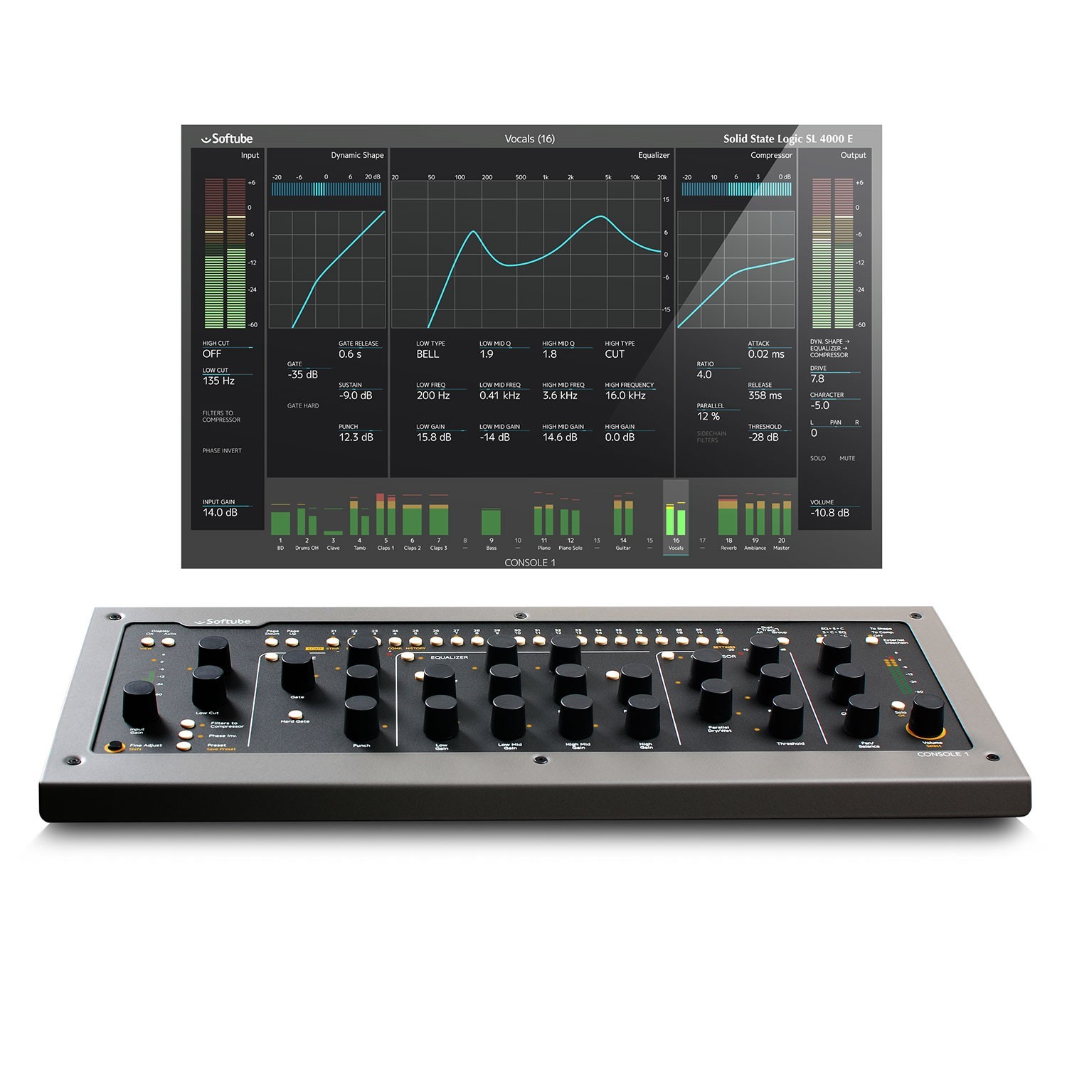 Softube Console 1 MKII Software Mixer and USB Controller with SL 4000 E Console
