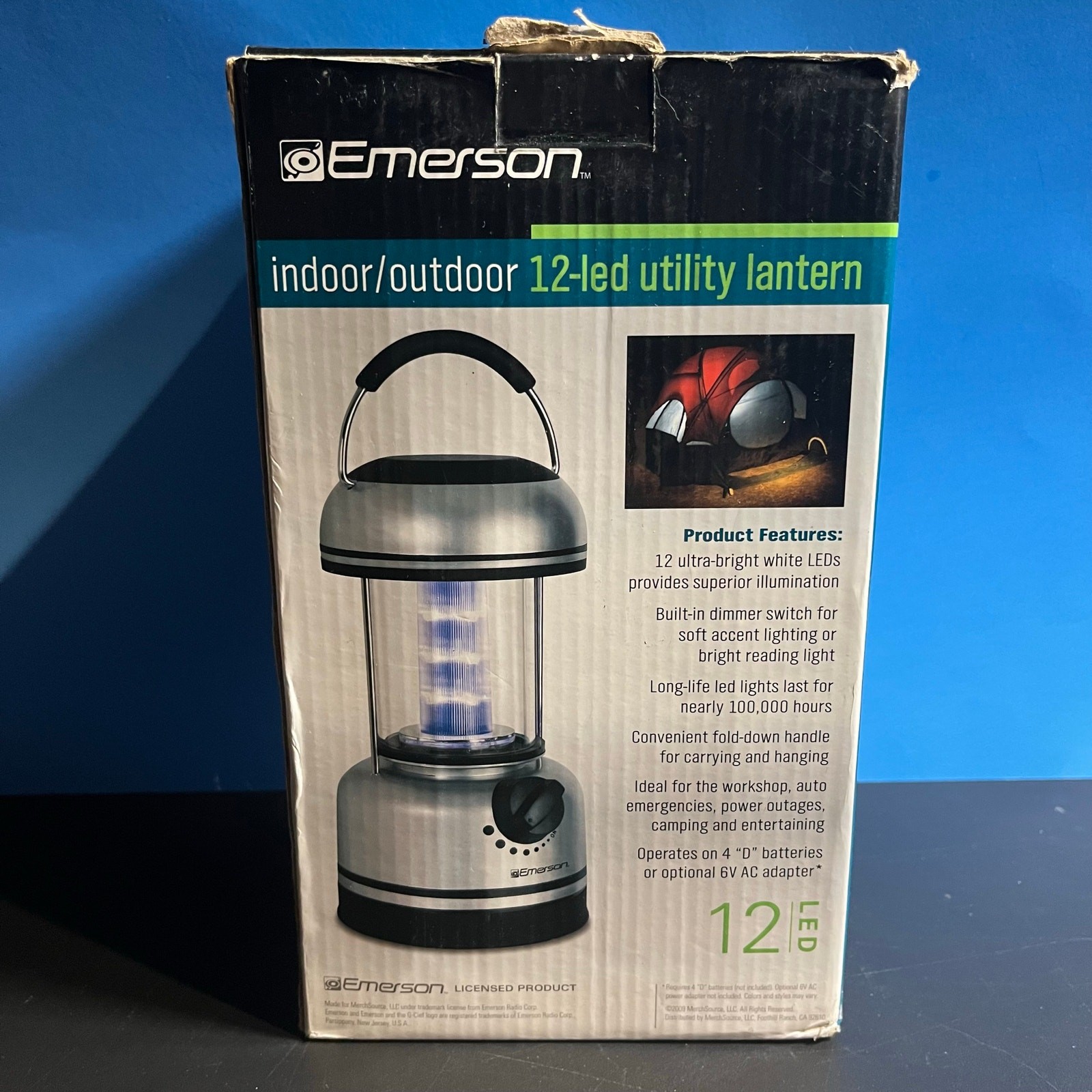 Emerson Indoor Outdoor Utility Lantern – 12 LED Lights – Battery/AC Powered