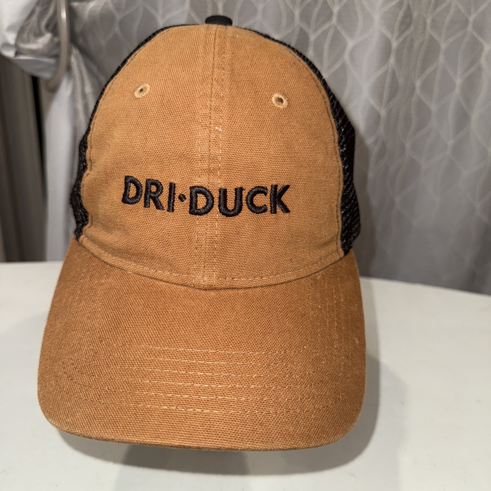 Dri-Duck Gold Canvas Trucker Hat Cap snapback Black Mesh Cotton Poly EUC