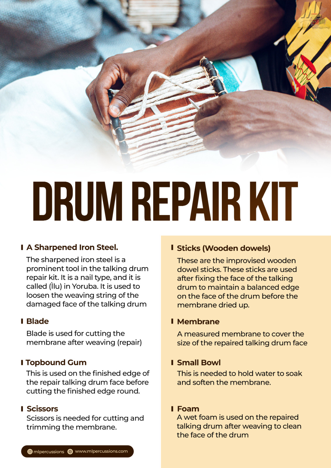 Authentic Nigerian Talking Drum Repair Kit