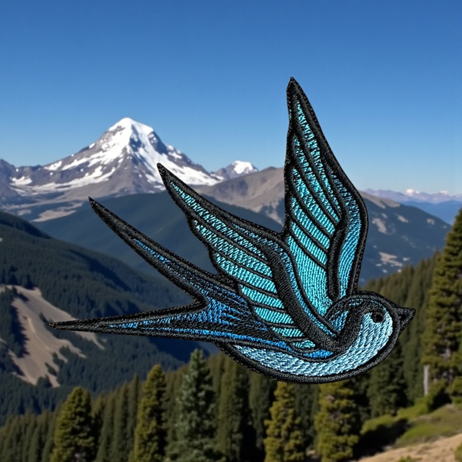 Swallow Bird Embroidery Patch 3.91" X 3.87"