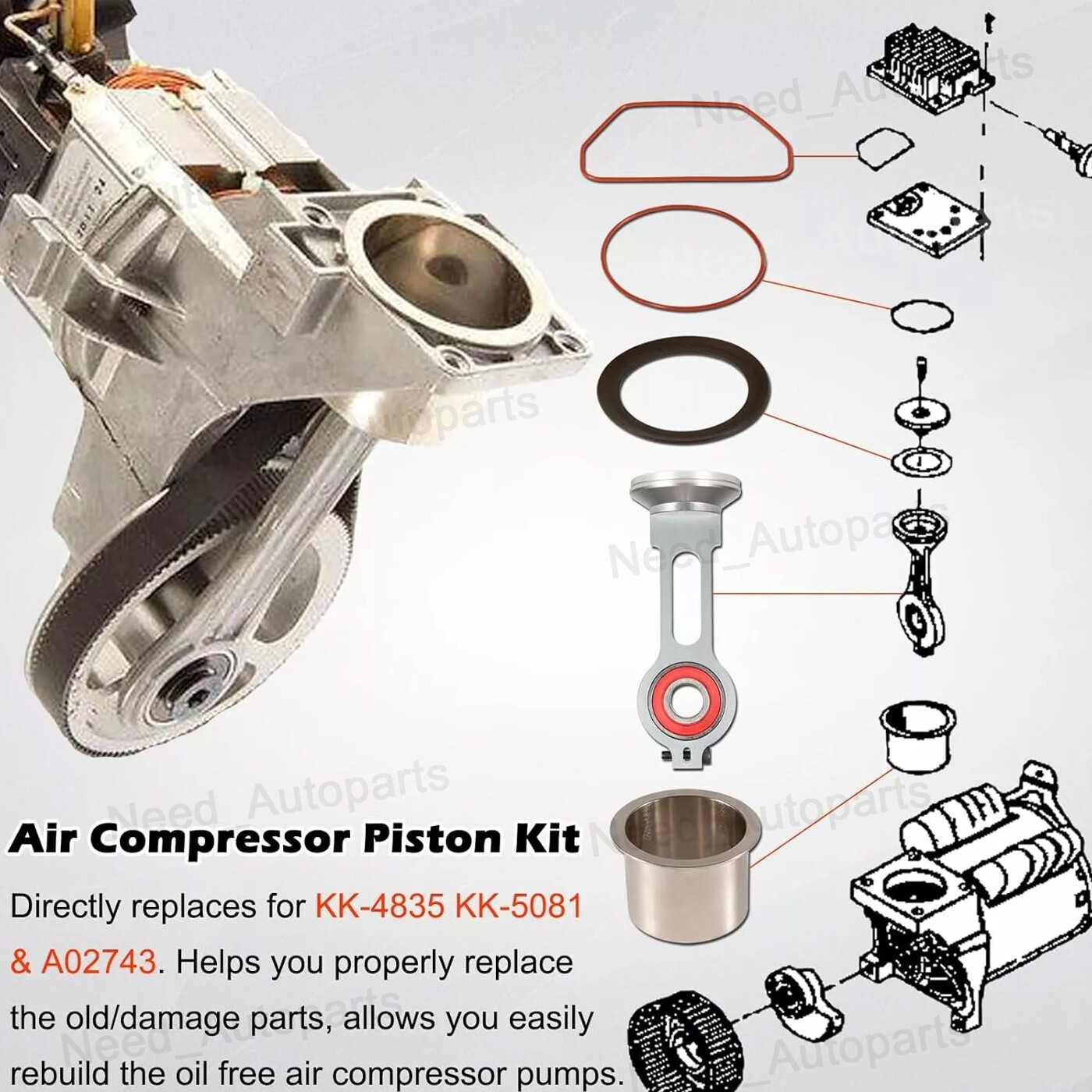 Fit for KK-4835 Oil Free Compressor Pumps Piston Compressor Connecting Rod Kit