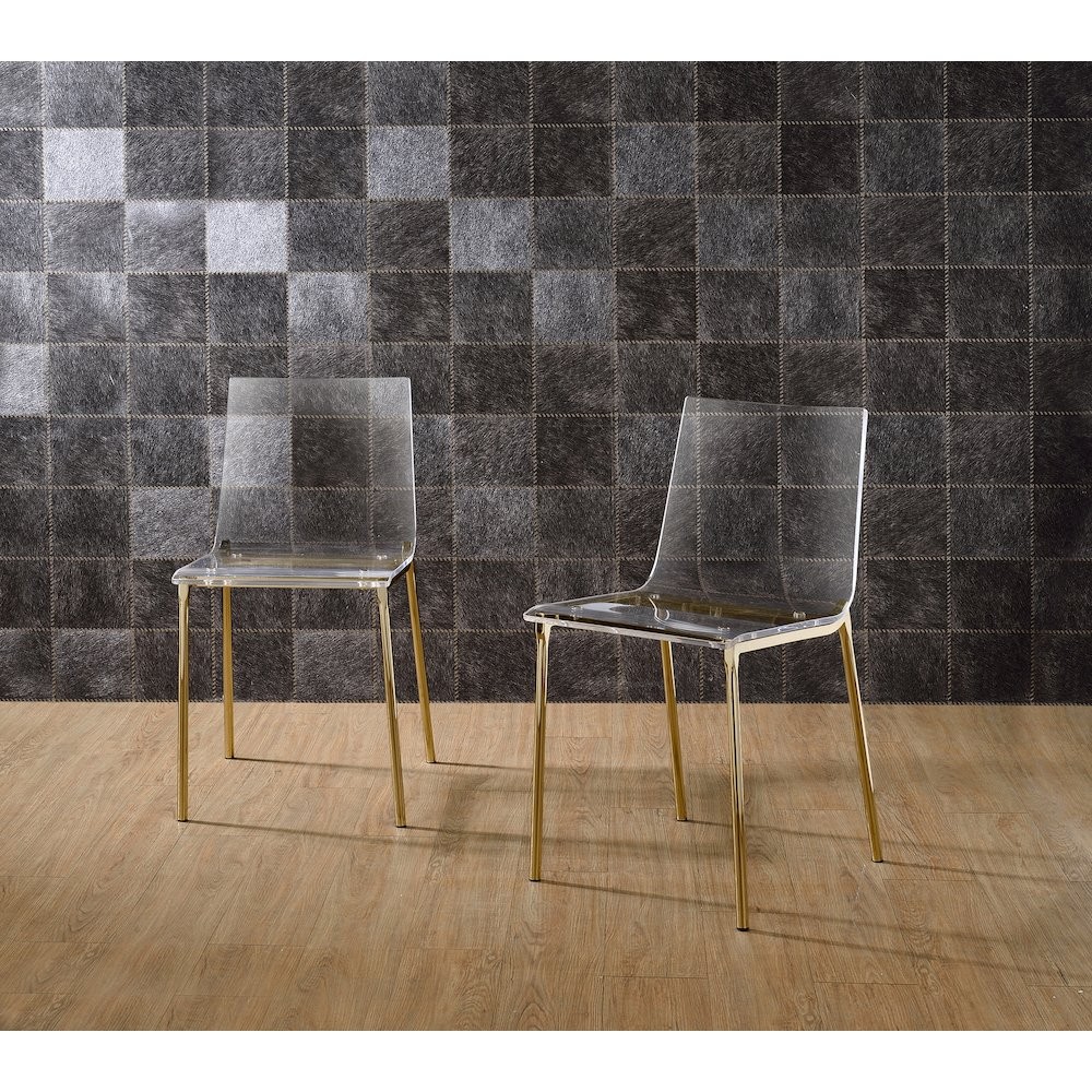Antonio Acrylic Dining Chair Gold Finish - Set of 2