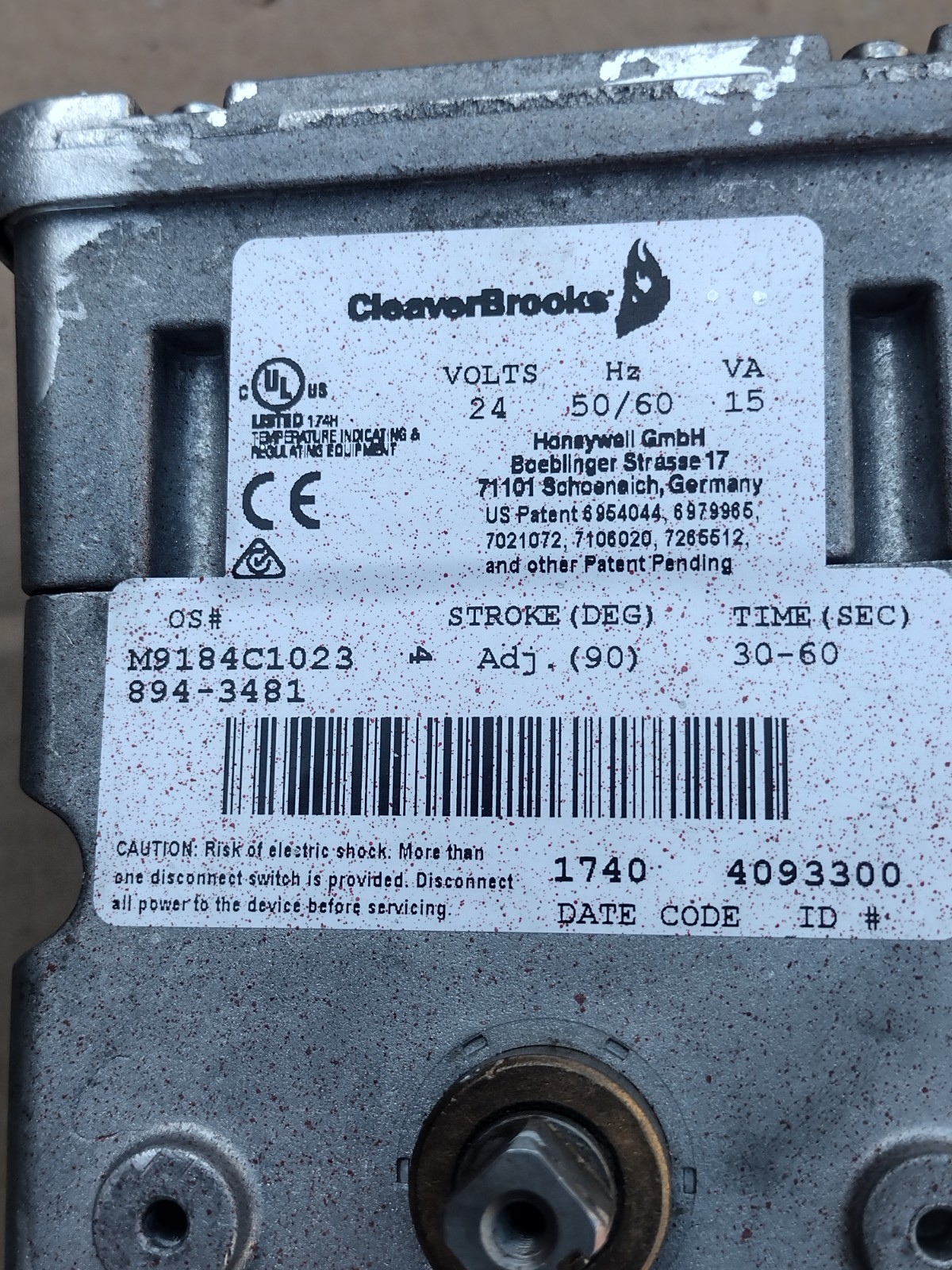 CLEAVER BROOKS 894-3481 M9184C1023 24V 15VA Modutrol