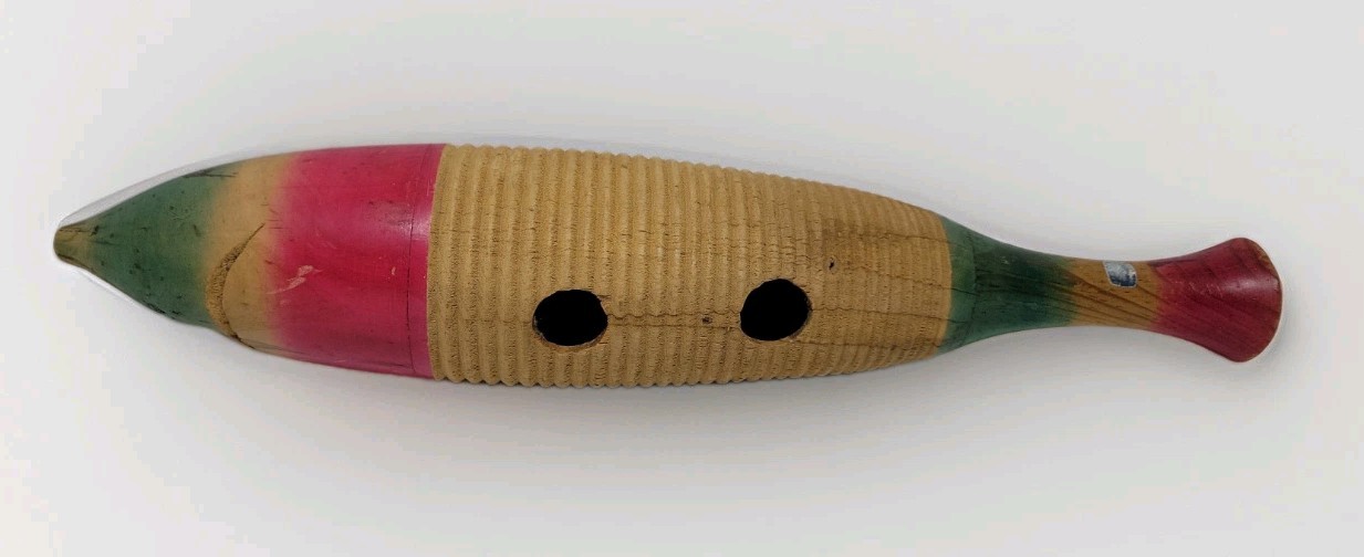 15" Fish Shaped Guiro Latin American Percussion Instrument Handmade Wooden