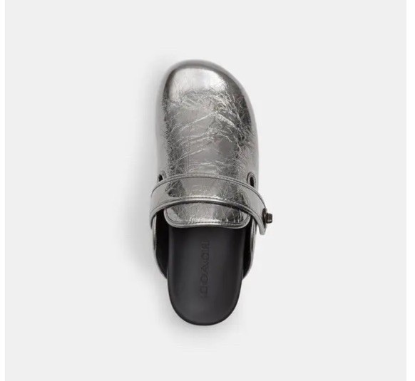 NWOB Coach 'Blake' Silver Metallic Clogs. Size 5. MSRP $150