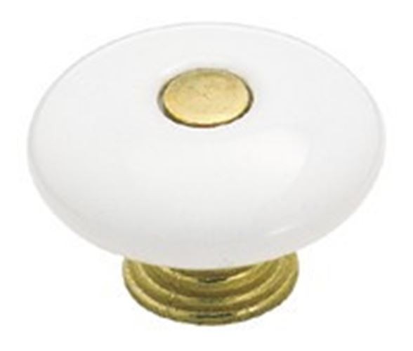 1-1/2" Knob White Ceramic Antique English Center