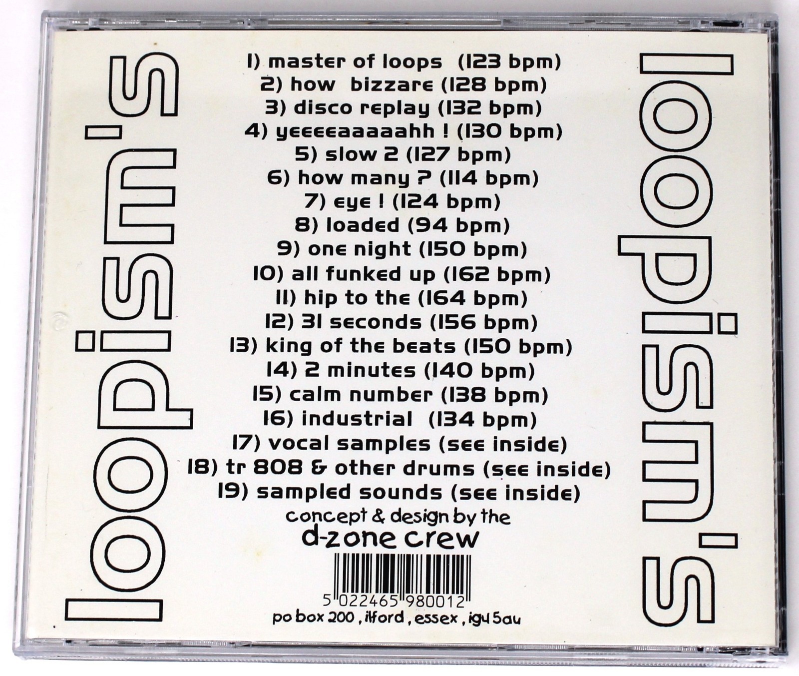 D-Zone Records Loopism's Volume One Dance CD I Sample/Sound Library/Sampling CD