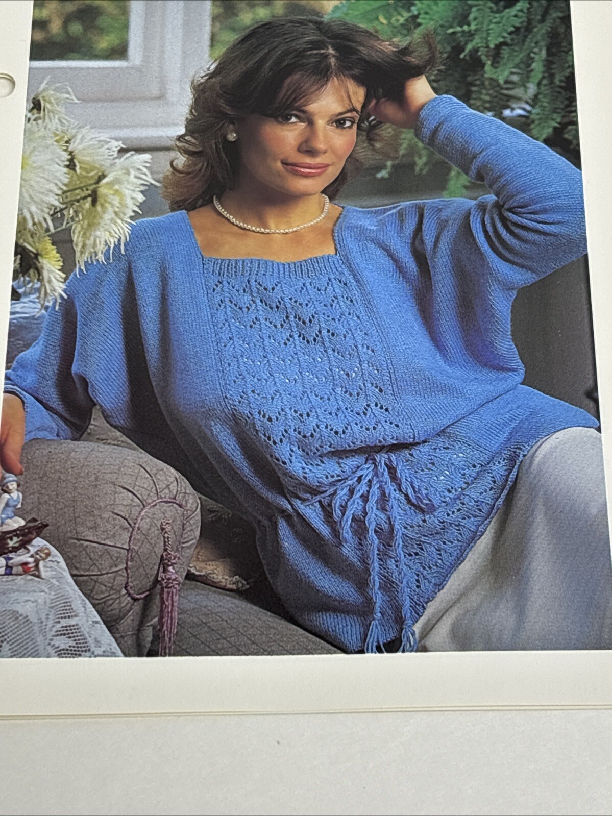 Pullover With Lace Panels Women's Knitting Pattern Card