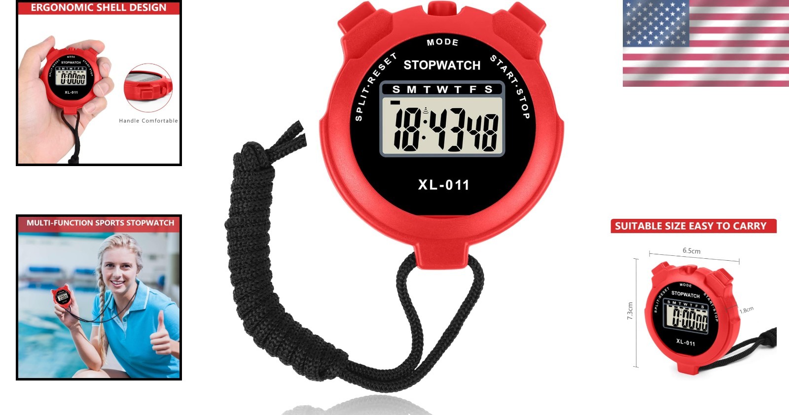 Multi-Function Sport Timer with Lanyard – 12/24 Hour Display for Coaches & Kids