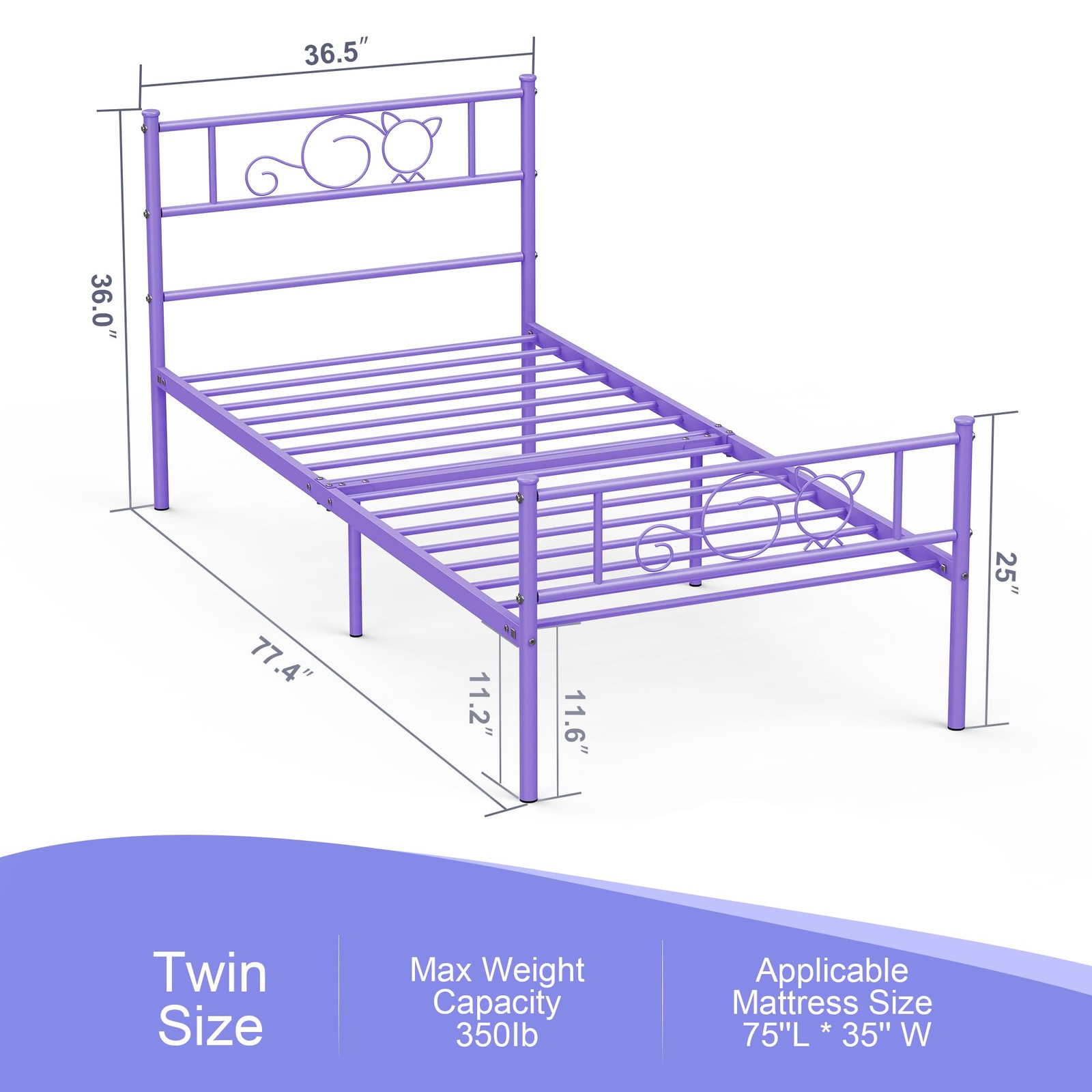 Twin Bed Frames Metal Platform Twin Size Beds Mattress Foundation with Headboard