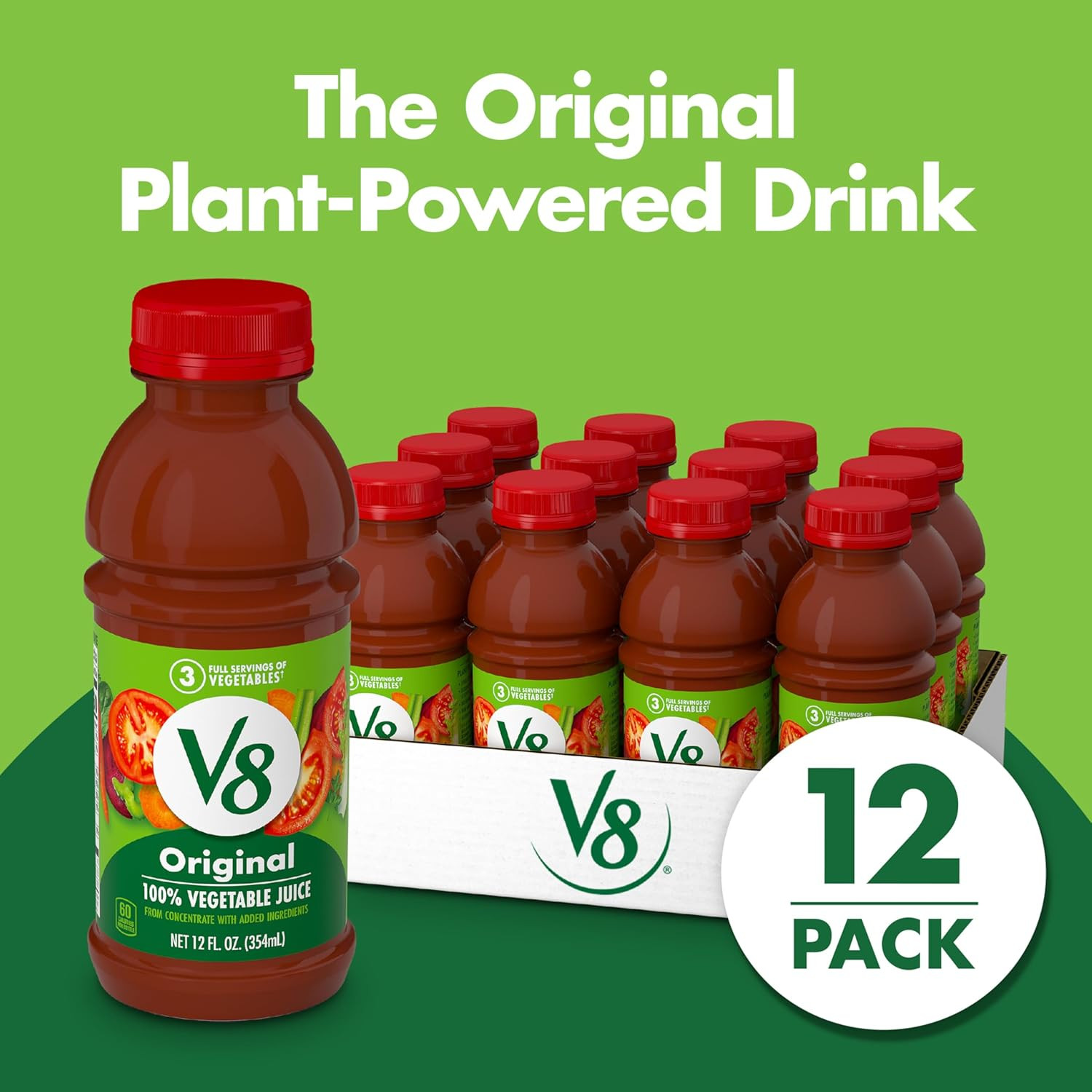 Original 100% Vegetable Juice, 12 Fl Oz Bottle (12 Pack)