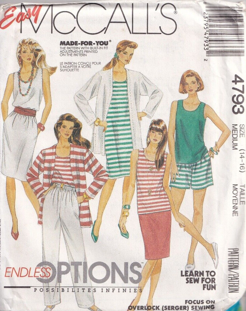 McCall's Pattern 4793 Misses' Jacket Dress Top Skirt Shorts Pants Sz 14-16 Uncut