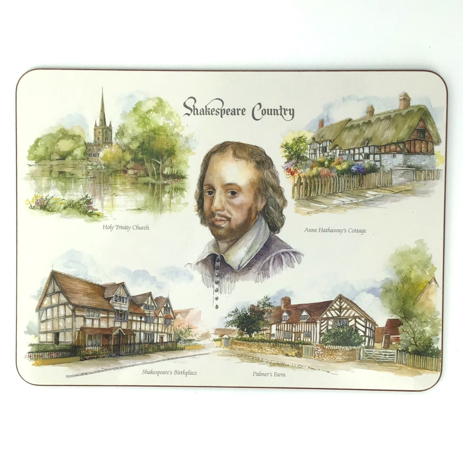 Melamaster Placemats Shakespeares Birthplace Cork Backed Mats Set of 6