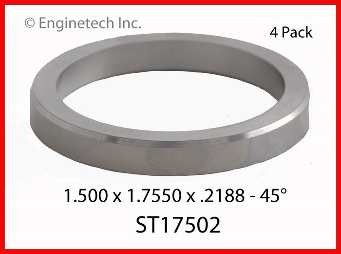 Enginetech Engine Valve Seat Set - 4 Pack, Hi-Chrome Material, 1.7550 Inch Outsi