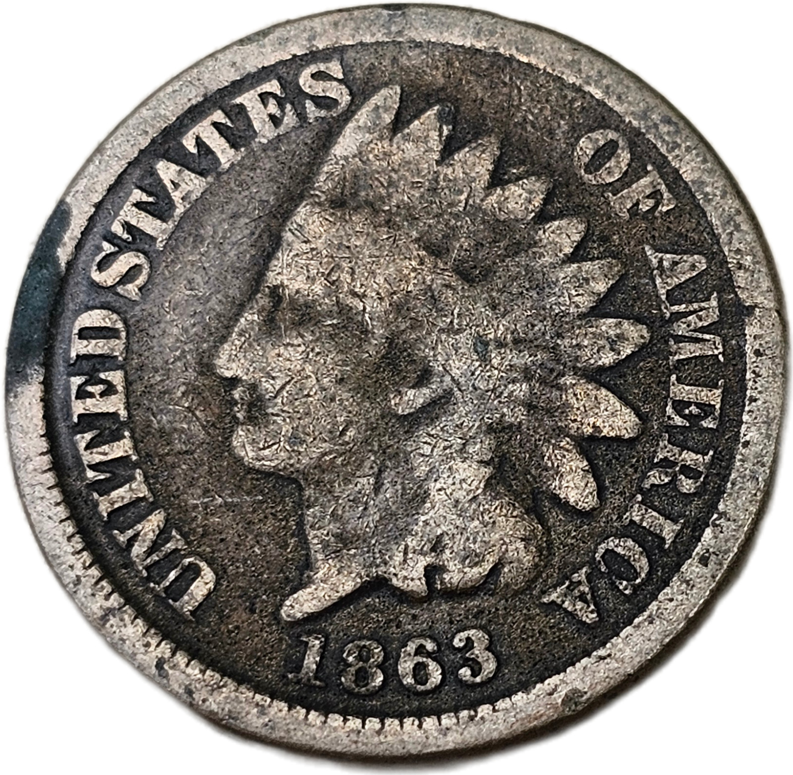 1863 INDIAN CENT G FREE USA SHIPPING