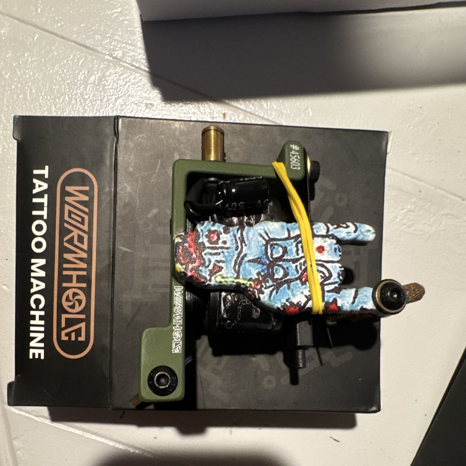 Wormhole ,Power Supply And Coil Tattoo Machine Green & Black Customized