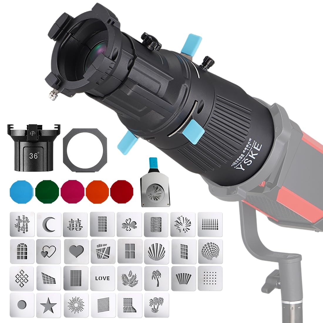 YSKE-Bowens Mount Spotlight Conical Optical Snoot kit 36°,Photography Studio ...