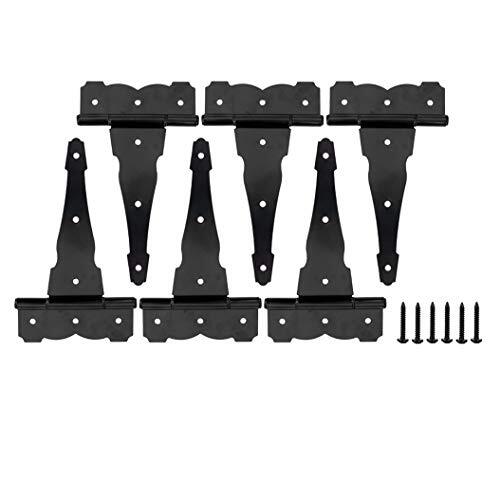 6 Pack 8 inch Heavy Duty Decorative T Strap Tee Hinges Shed Storage Gate Barns