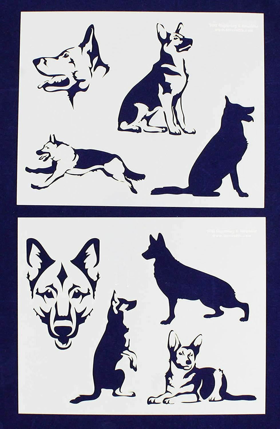 German Shepard Dog Stencils-Mylar 2 Pieces of 14 Mil 8" X 10" - Painting /Crafts