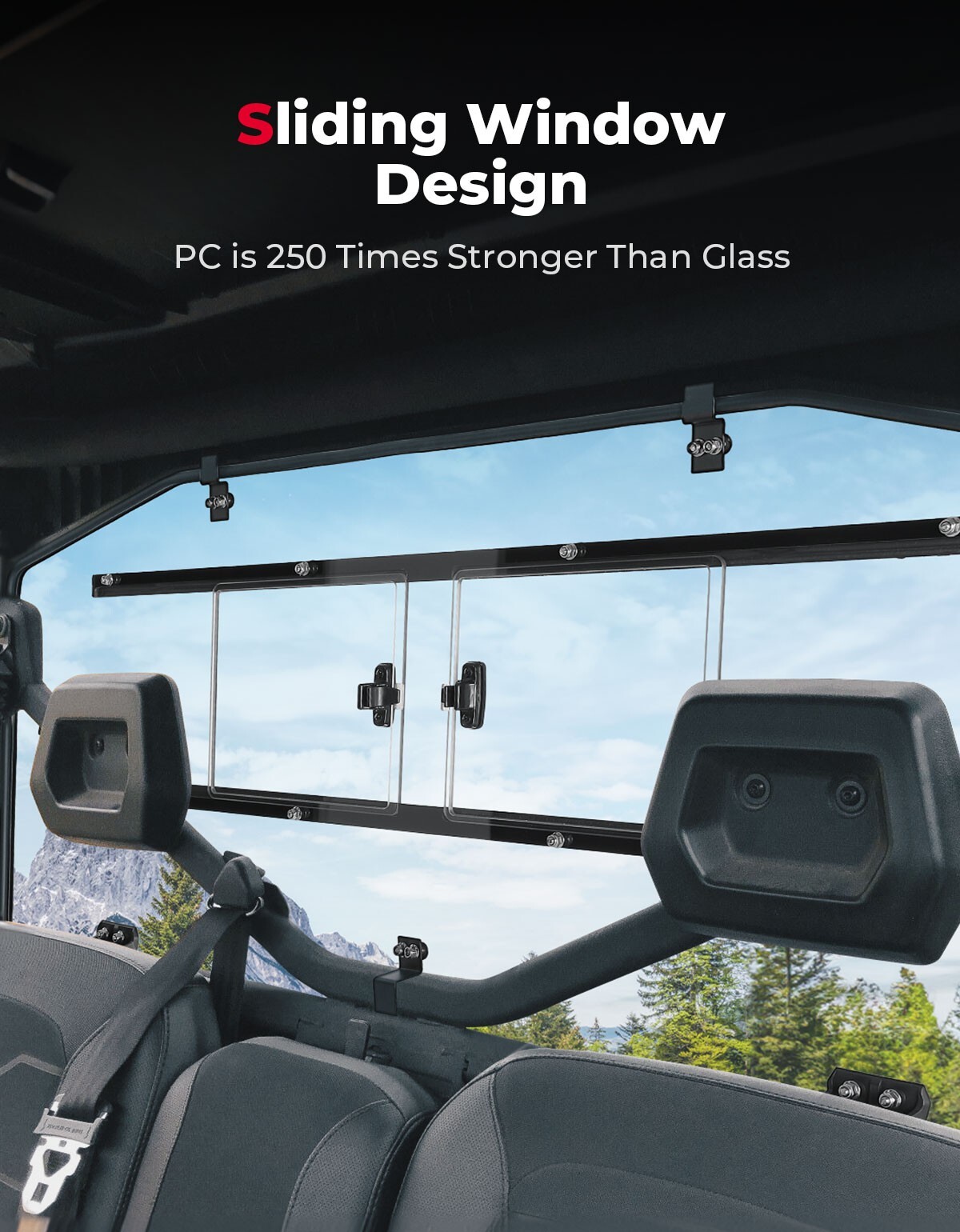 For Can-Am Defender HD 5/ 8/ 10/ MAX Rear Sliding Windshield Back Screen 2016-24