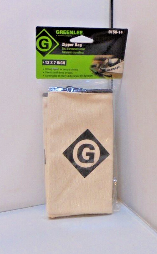 New Greenlee Heavy-Duty Canvas Zipper Bag 12" x 7"  No. 015814 Ships Free