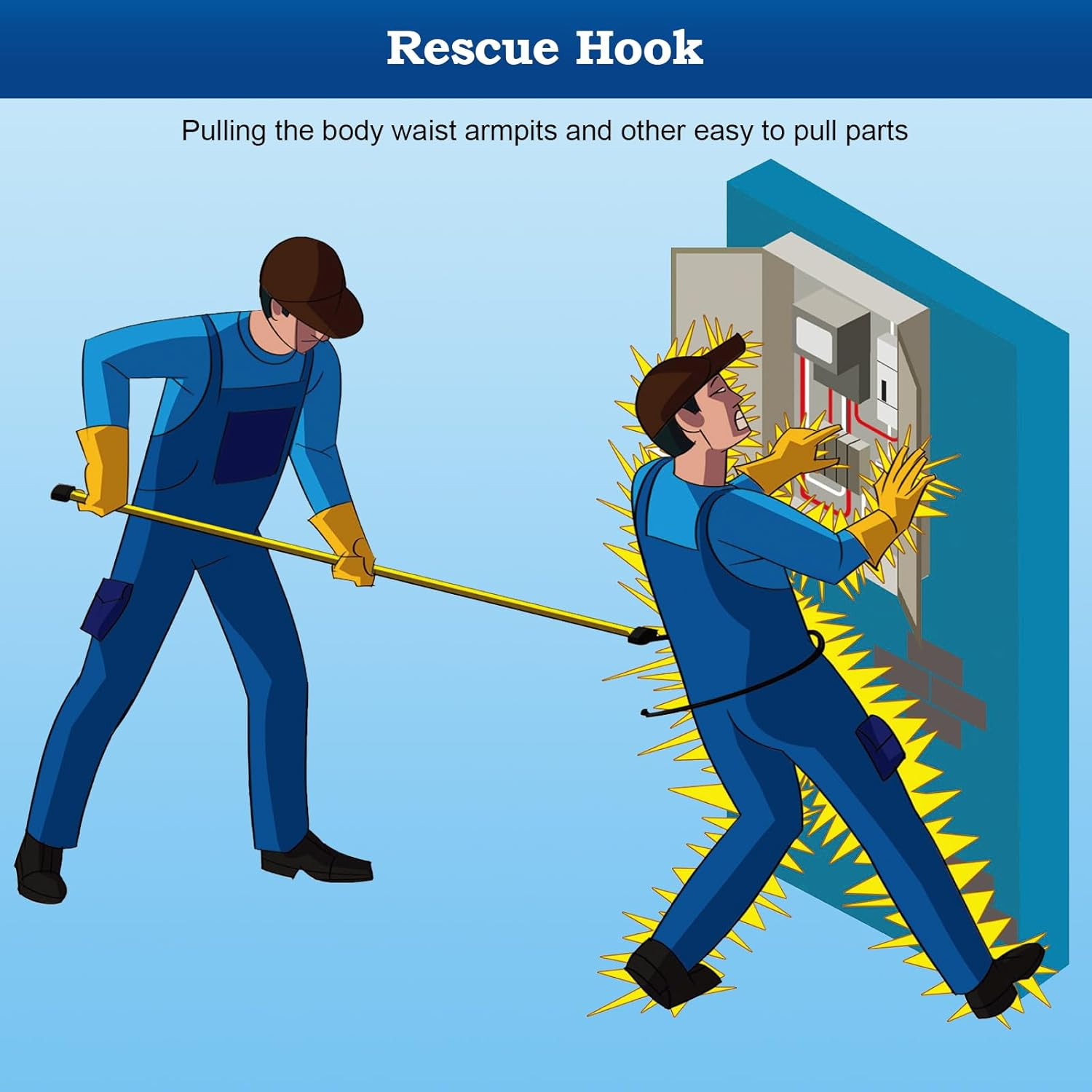 High Voltage Insulated Rescue Hook, 7.6ft Telescopic, Anti-Electrocution