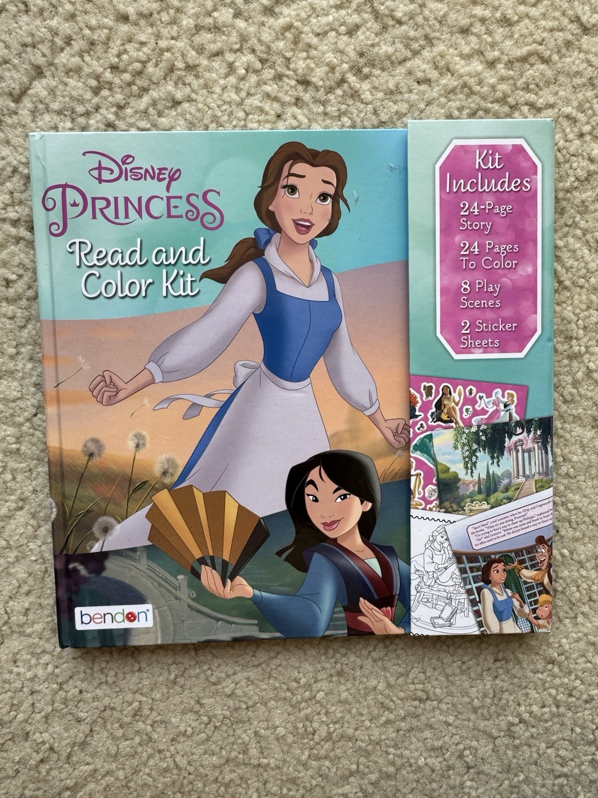 Bendon Disney Princess Read and Color Kit Book w/ Sticker Sheets