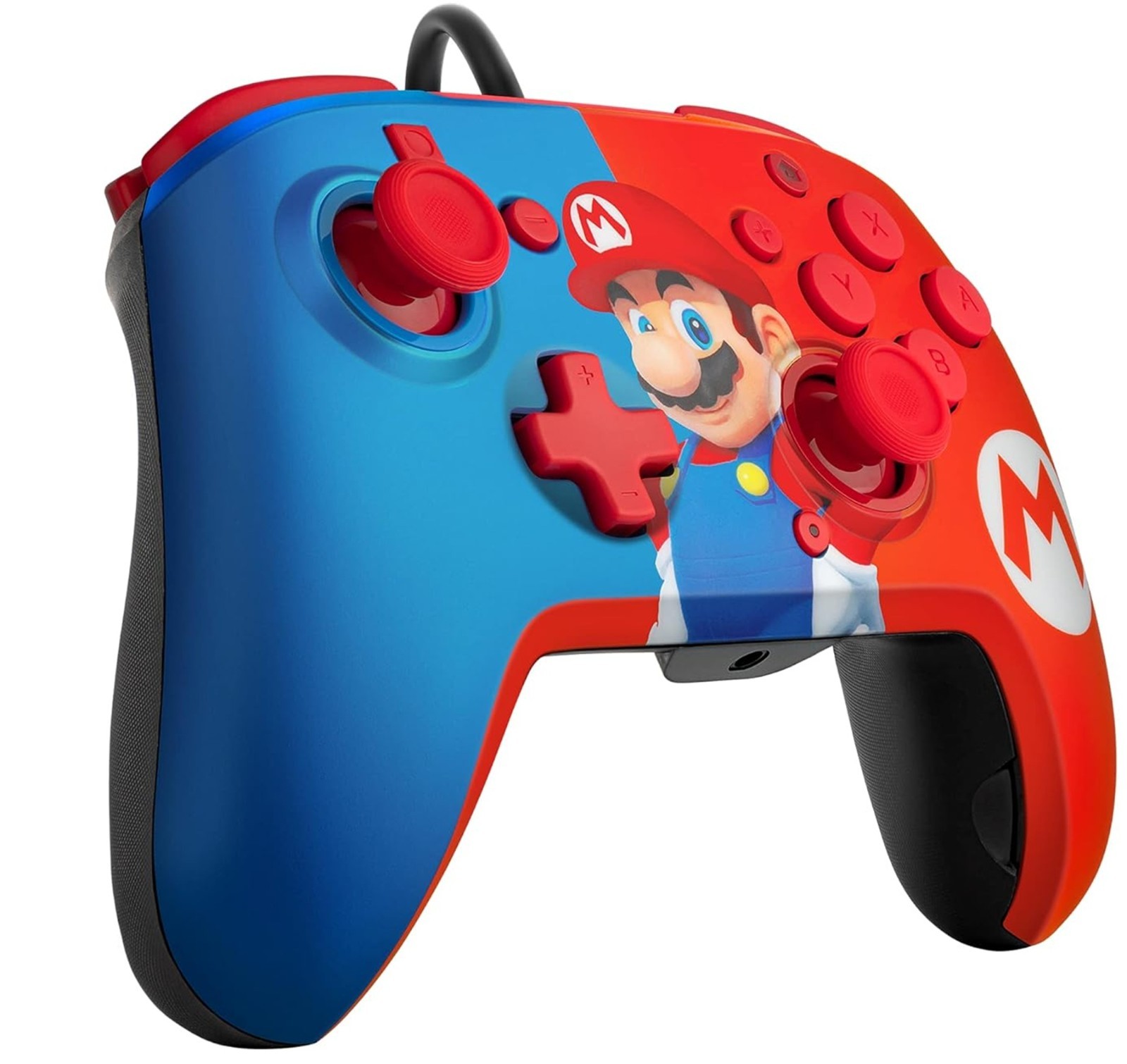 PDP Gaming Faceoff Deluxe+ Wired Switch Pro Controller - Red/Blue Mario Design