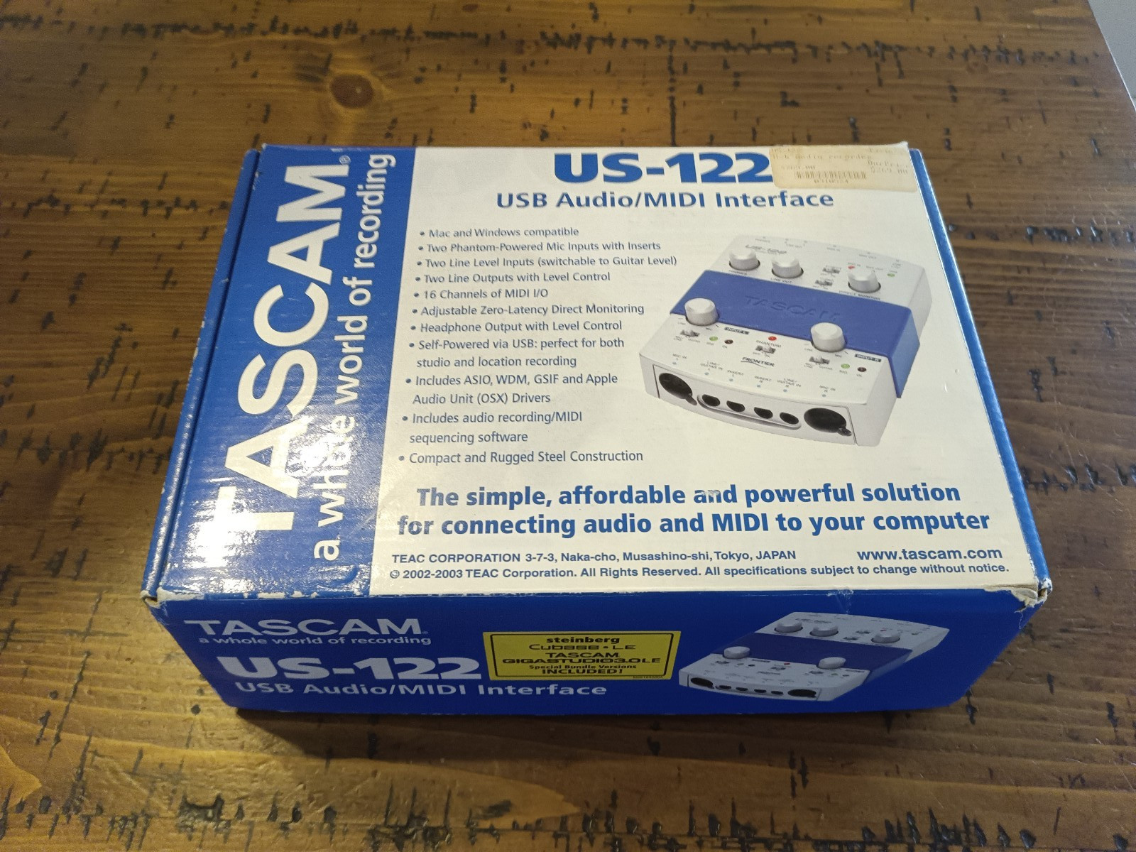 Tascam US-122 USB Audio MIDI Interface DJ Mixer 2-Channel Complete in box