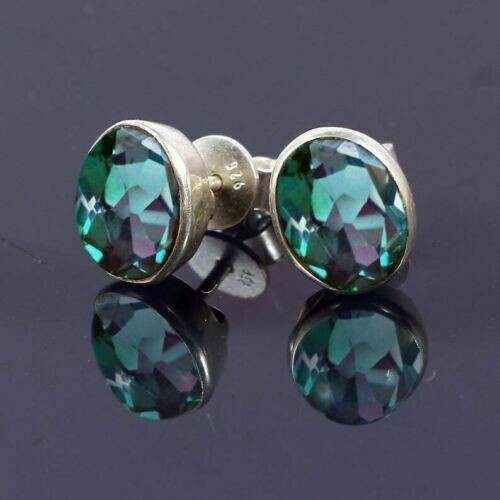 2Ct Oval Cut Alexandrite Solitaire Women's Stud Earrings 14K White Gold Finish