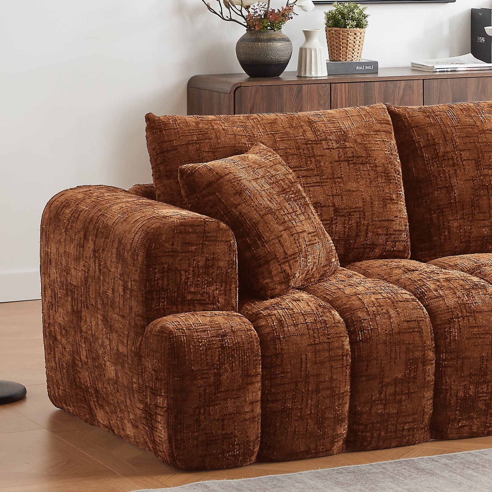 Chenille L-Shape Luxury Sectional Oversized Sofa,Mnimalist Design,Comfy Sleeper