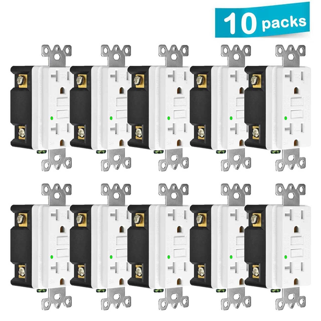 10PCS GFCI Outlets Self-Testing 15Amp Weather Tamper Resistandt Receptacles ETL
