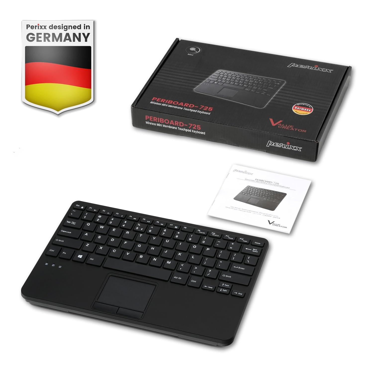 Perixx PERIBOARD-725 Wireless Keyboard with Touchpad - Multi-Device...