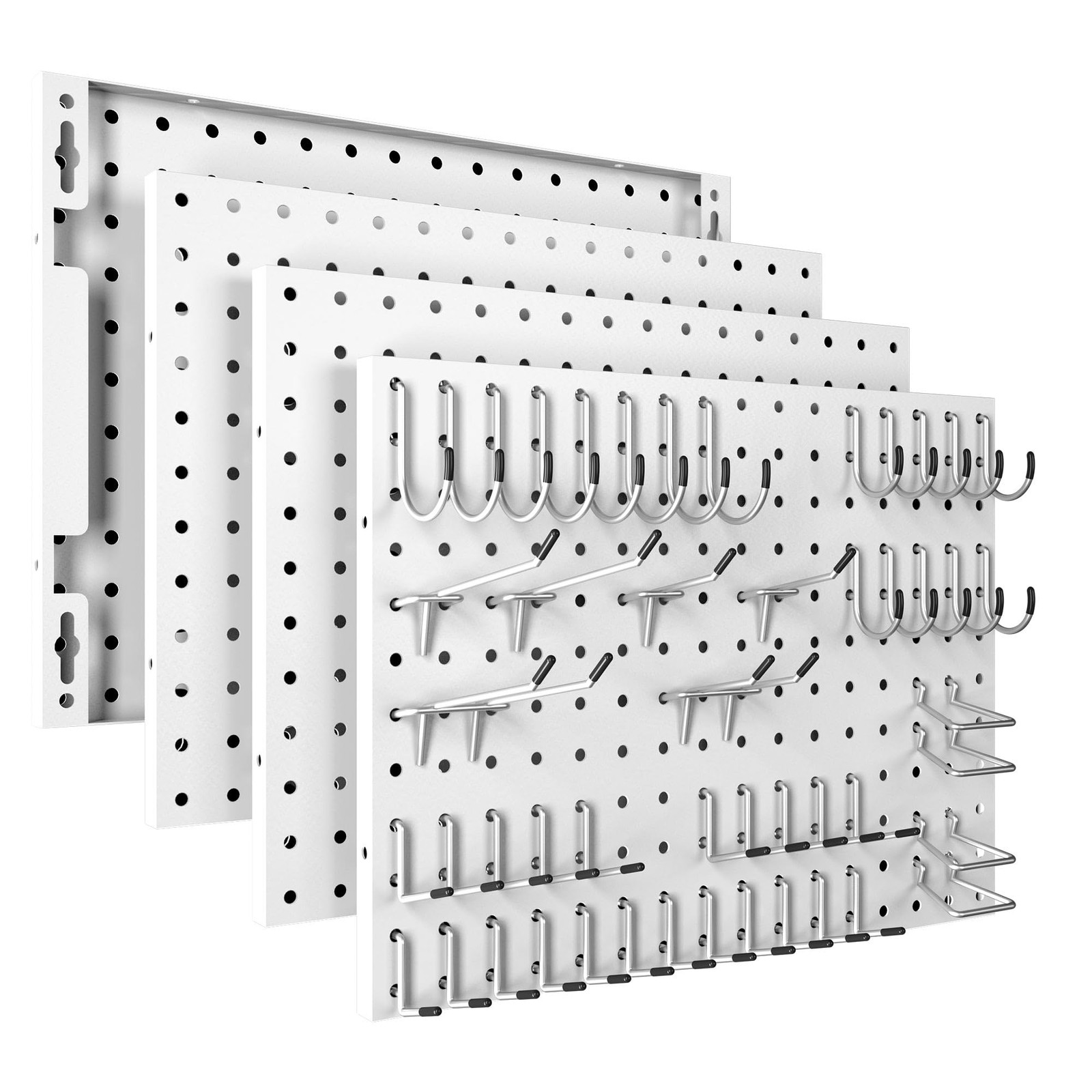 Peg Board Metal Pegboard Panels 50 Hooks Heavy Duty Pegboards Wall 4PK