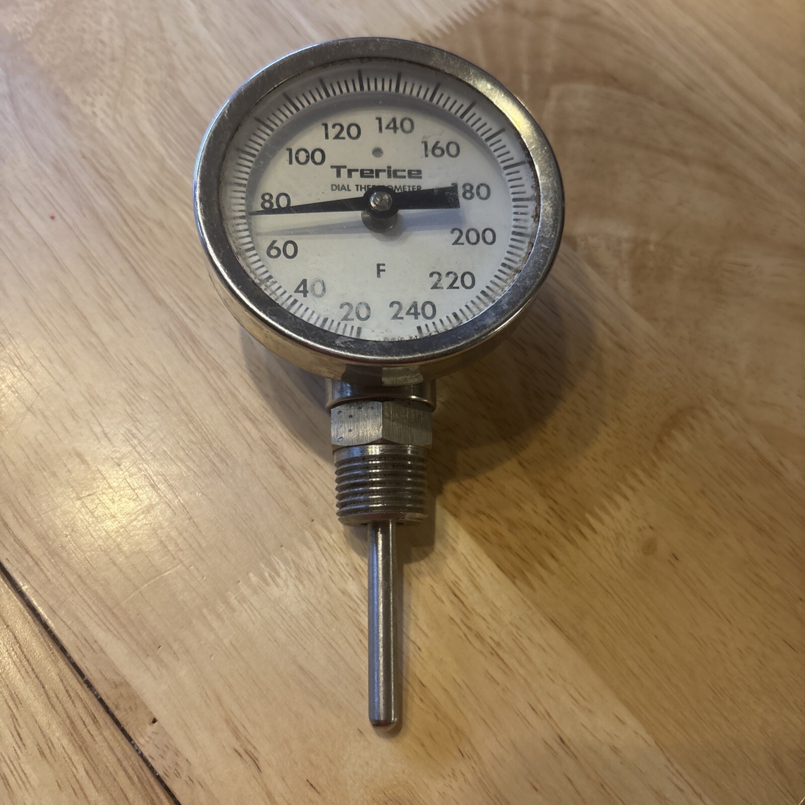 Trerice Dial Thermometer Made in Detroit 20 to 240 Degrees F Chrome Case