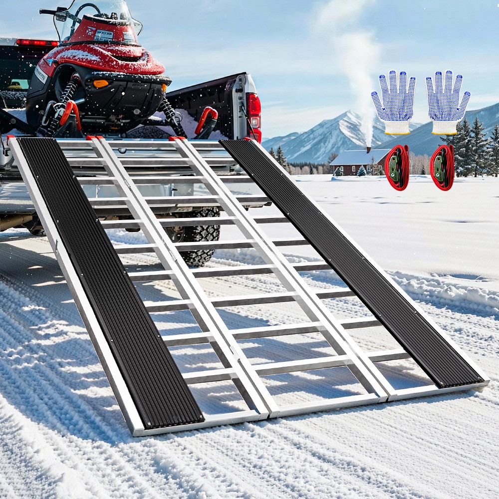 Snowmobile Ramp 85*54" Aluminum Loading Ramp for Pickup Trucks Tri-fold ATV Ramp