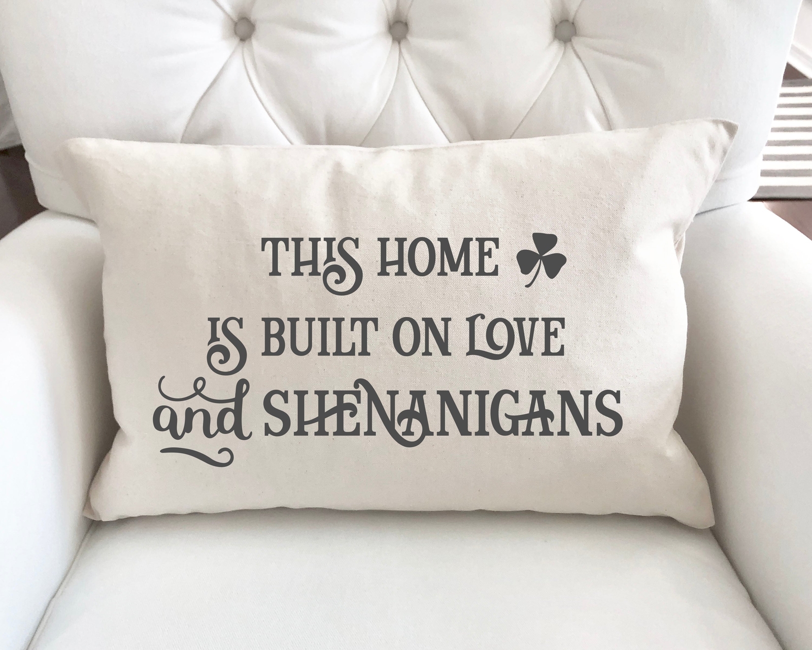 St Patrick's Day Decor Throw Pillow Cover 12x20 Inch- This Home Is Built On Love
