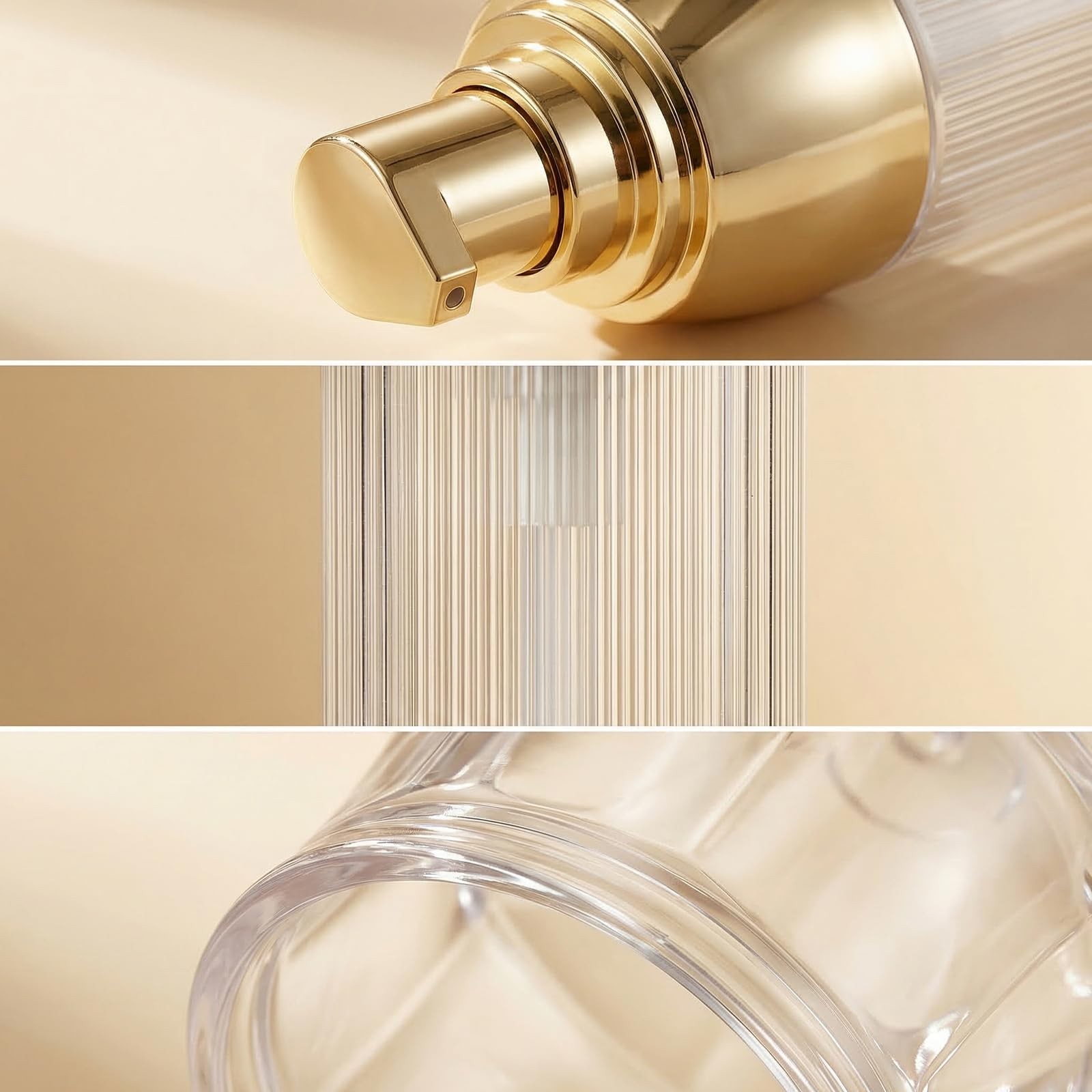 2PCS 30ml 1oz Empty Clear Plastic Foundation Pump Bottles with Gold Pump Head...