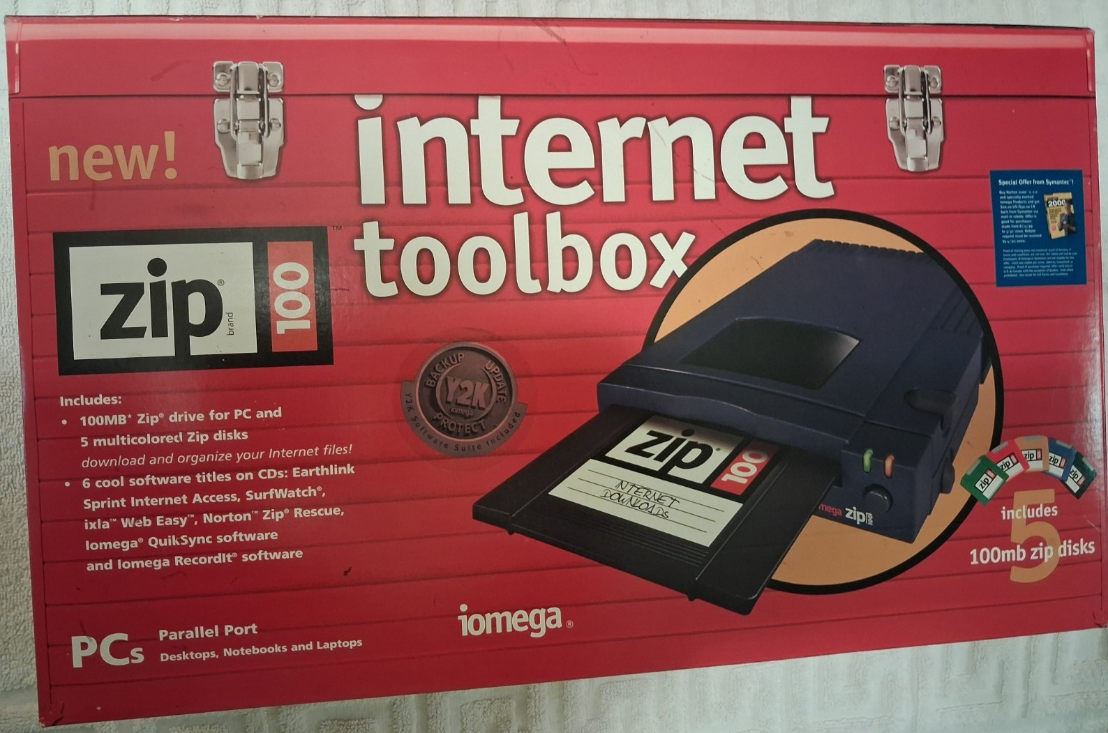 Vintage IOMEGA Zip100 Internet Toolbox for PC, Parallel Port *FREE SHIPPING