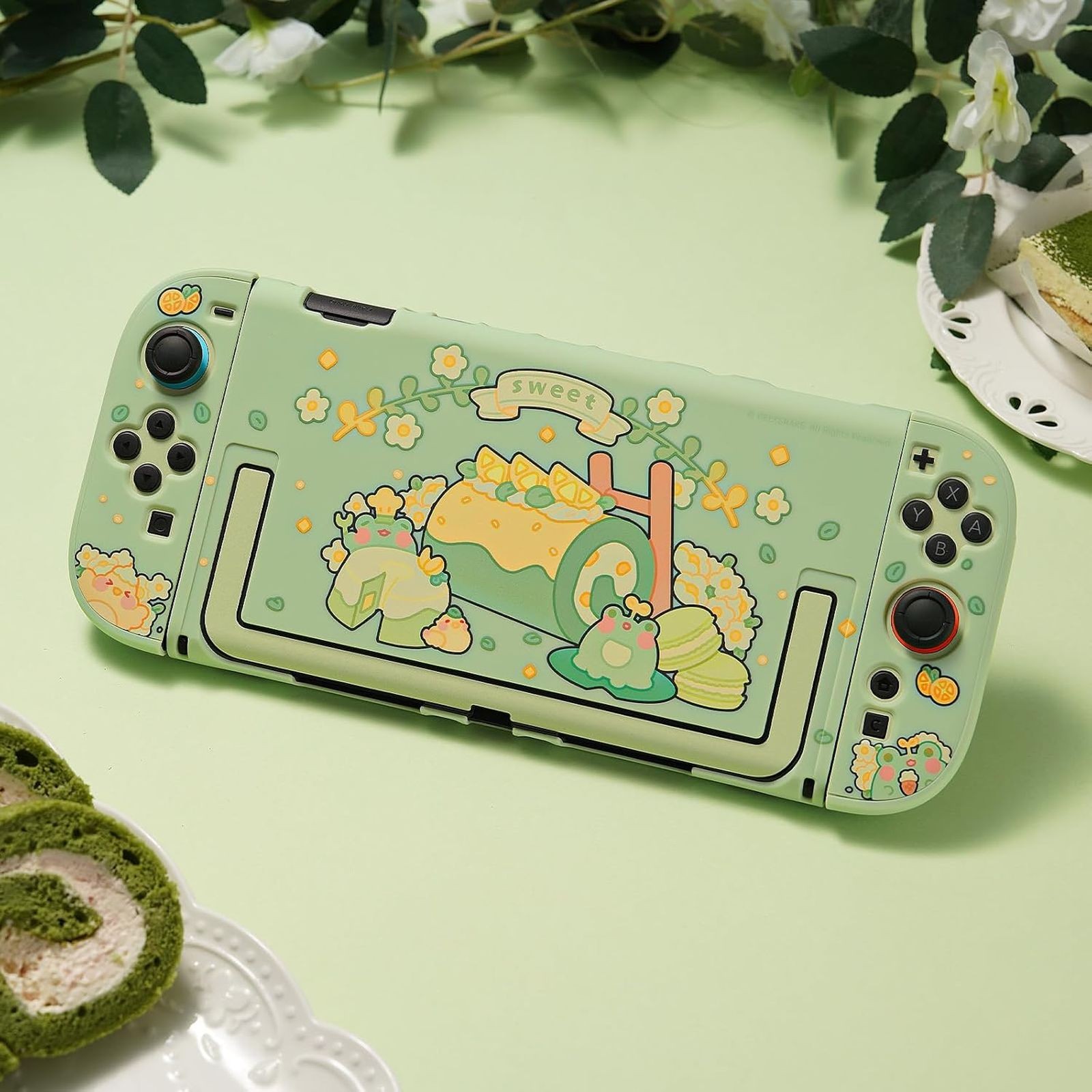 GeekShare Slim Protective Case for Nintendo Switch 2025 Hard Shell Matcha Froggy