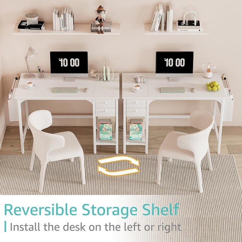 Compact Computer Desk Space Saving Workstation W/ Open Drawers & Shelf New