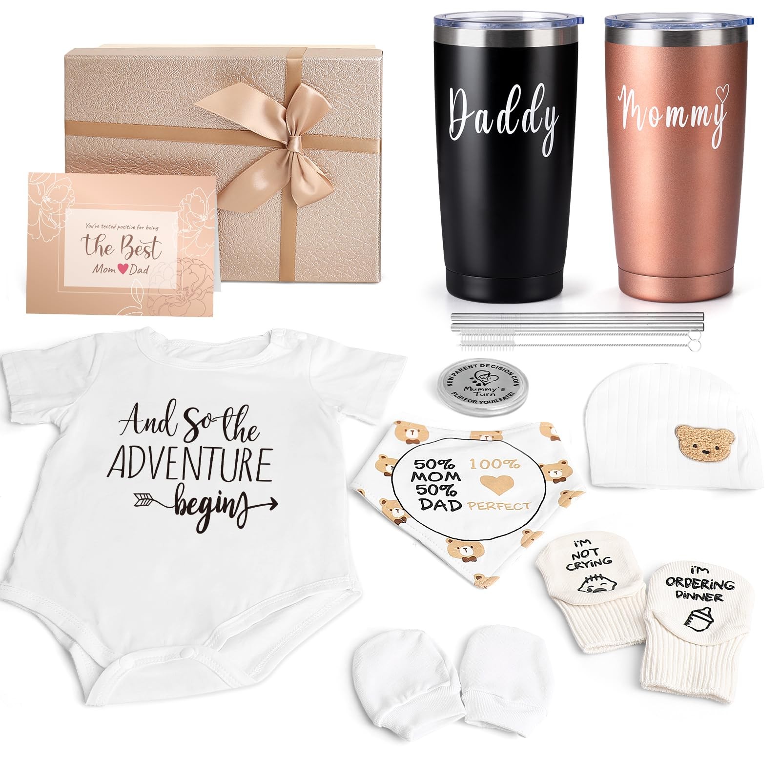 New Mom Gifts for Women, 9 Pcs Best Pregnancy Gifts Basket for New Parents, G...