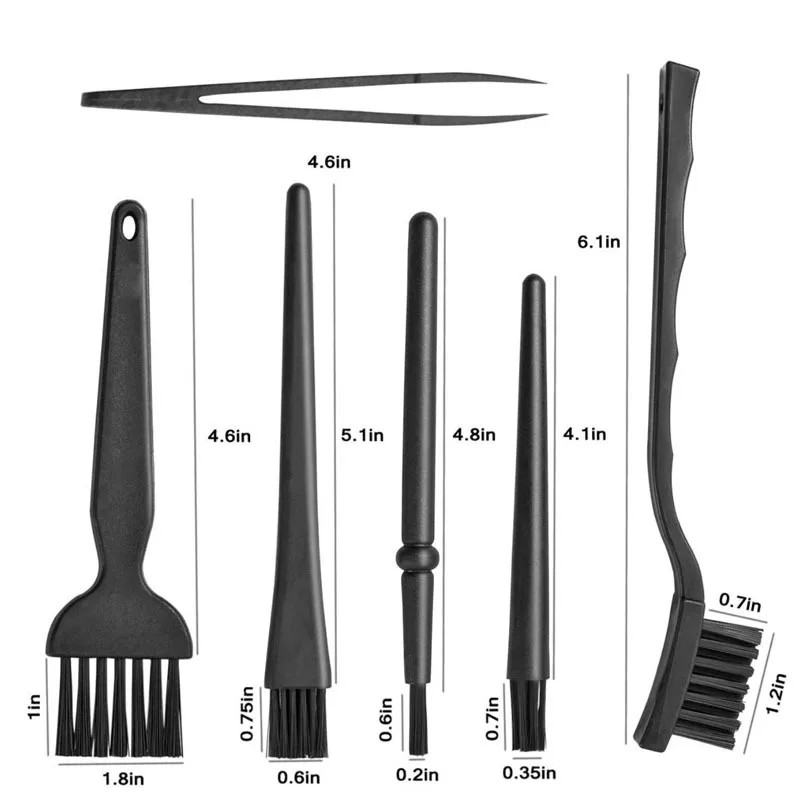 6 in 1 Black Keyboard Cleaning Brush Kit Small Computer Dust Brush Cleaner Anti-