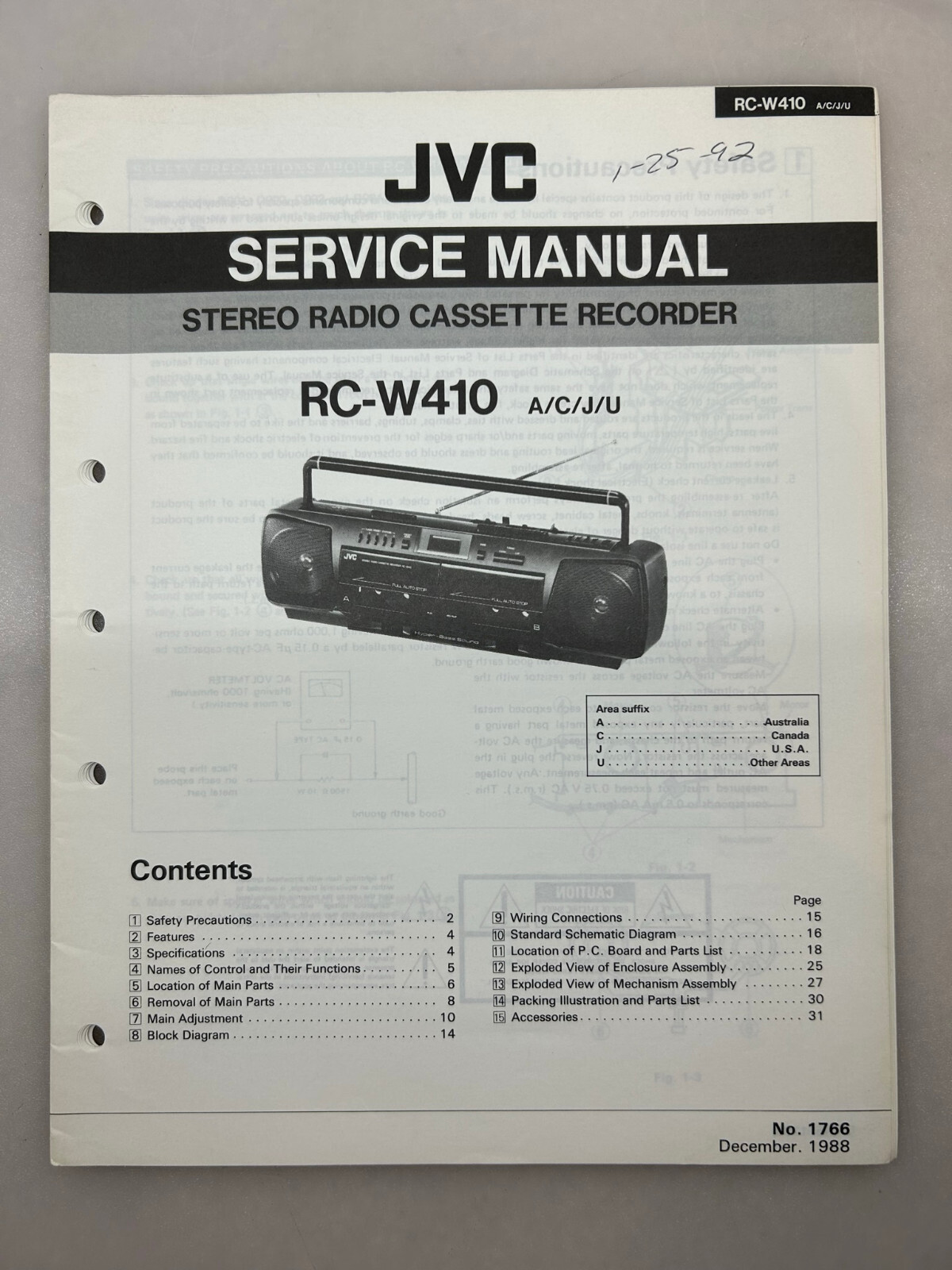 JVC RC-W410 Original Service Manual Free Shipping