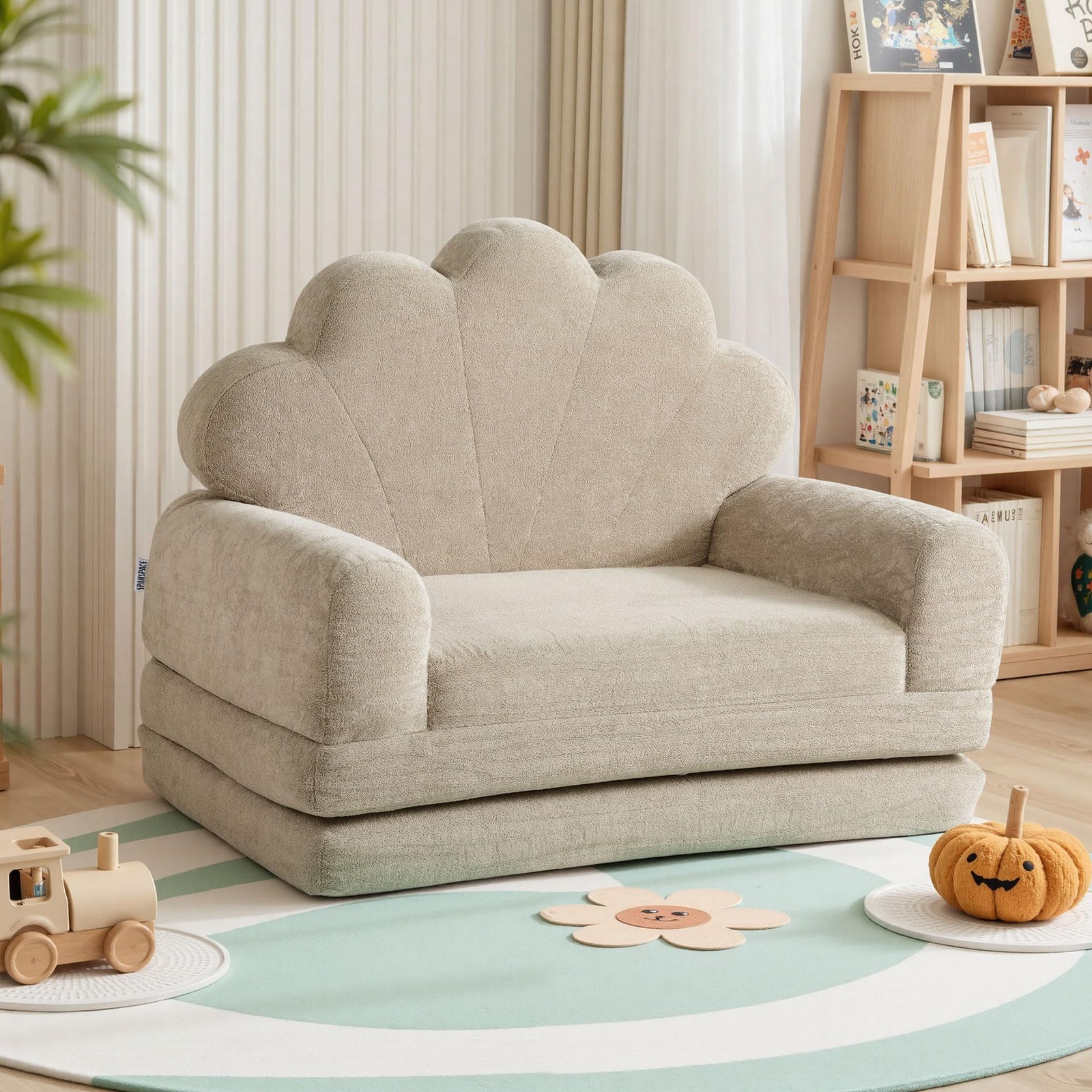 2-in-1 Couch, Couch Fold Out, Comfy Chair, Convertible Sofa to Lounger with P...