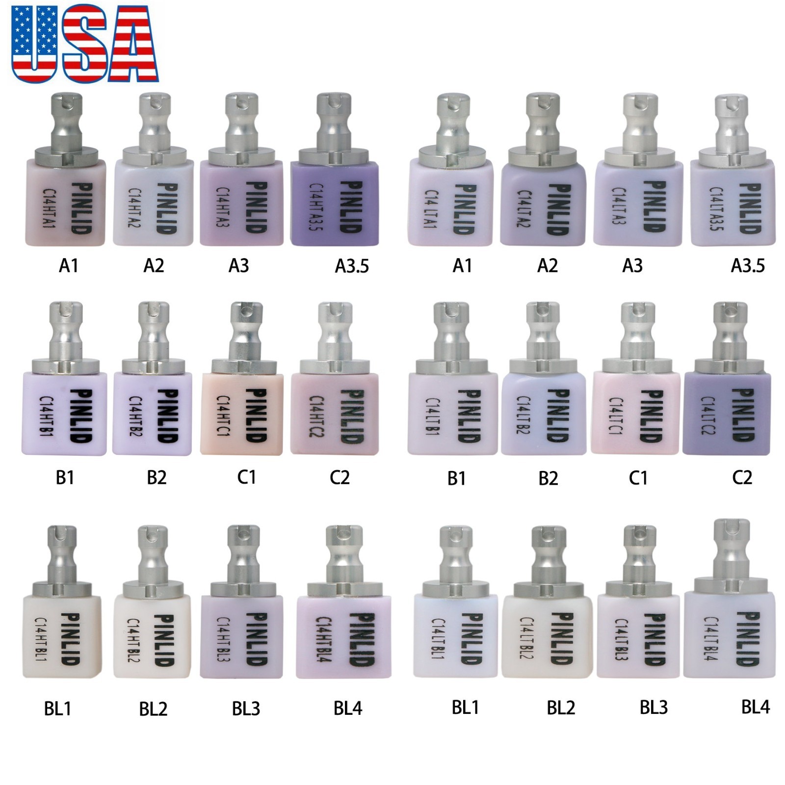 5PCS C14 Dental Emax Glass Ceramic Blocks Lithium Disilicate CAD/CAM CEREC Block
