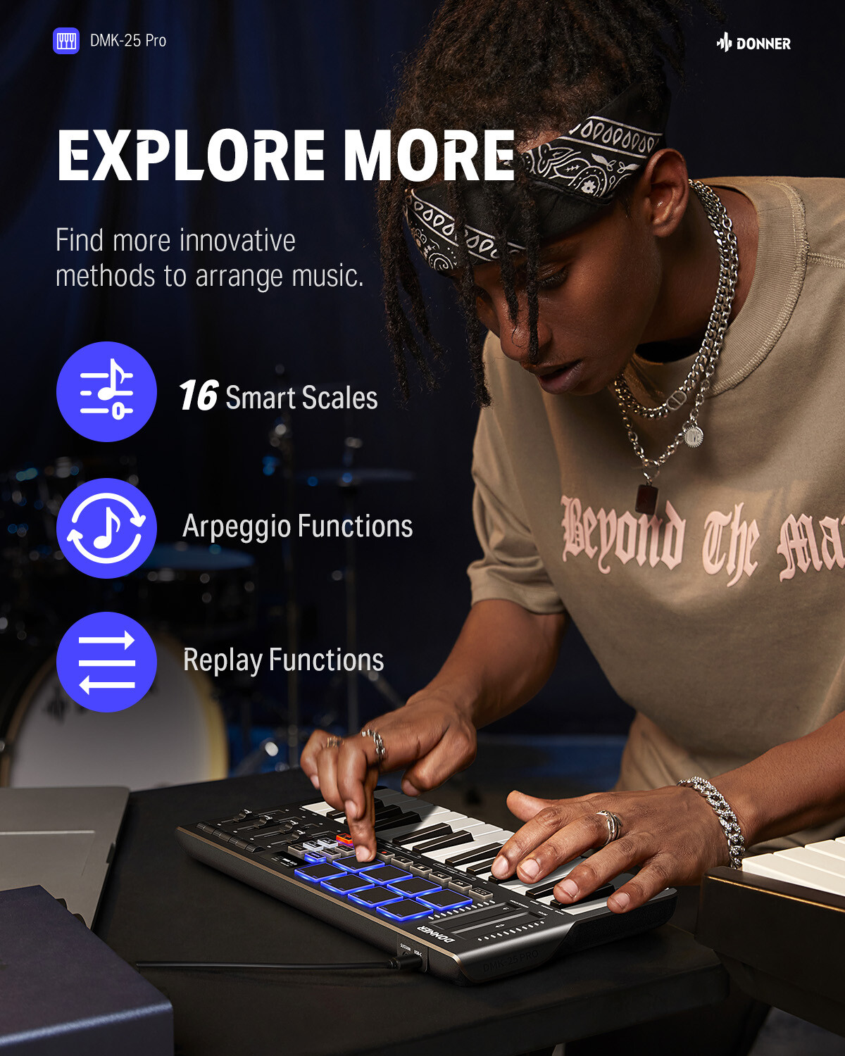 🎹 Donner DMK25 Pro MIDI Keyboard Controller With Software & 40 Teaching Courses